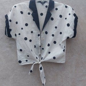 Navy blue polka dot crop top